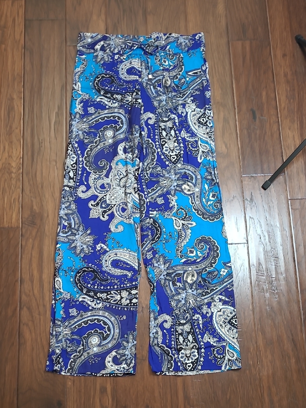 NWT Cynthia Rowley Blue Colorful Paisley Wide Leg Pullon Pants size Medium